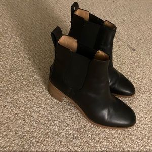 Black leather booties